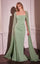 LaDivine CD356 Long Fitted Formal Cape Dress
