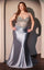Prom Dresses Beaded Long Formal Plus Size Fitted Prom Gown Dusty Blue