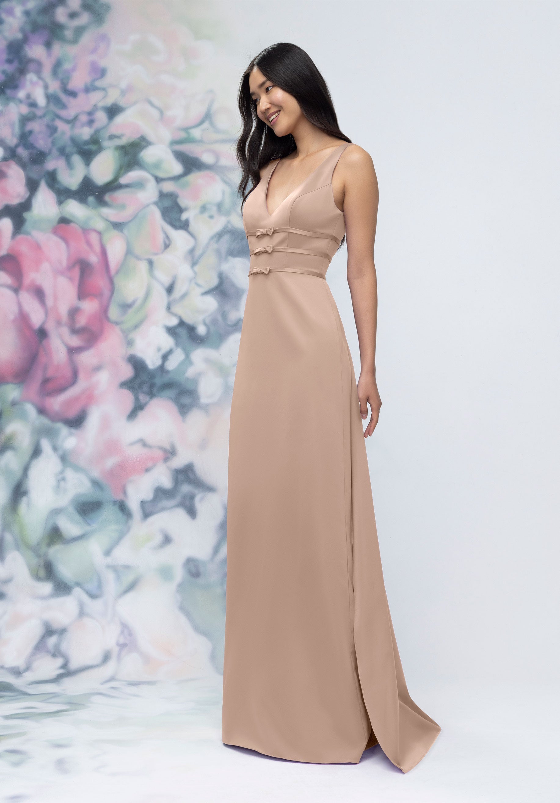 Formal Dresses Formal Slit Long Gown Latte-Satin-3030013-Train