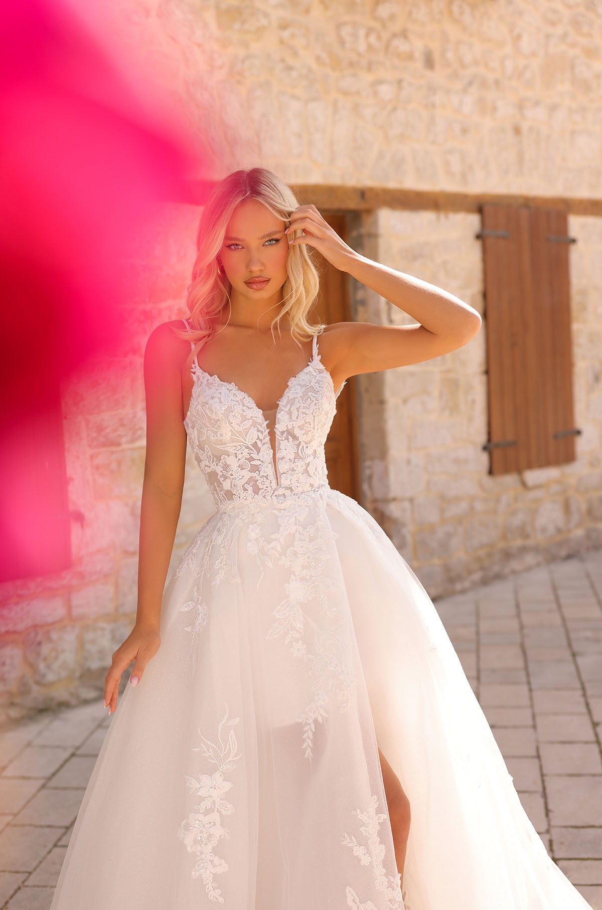 Wedding Dresses Long Lace A Line Bridal Wedding Dress Amarra 85706 Ivory/Ivory