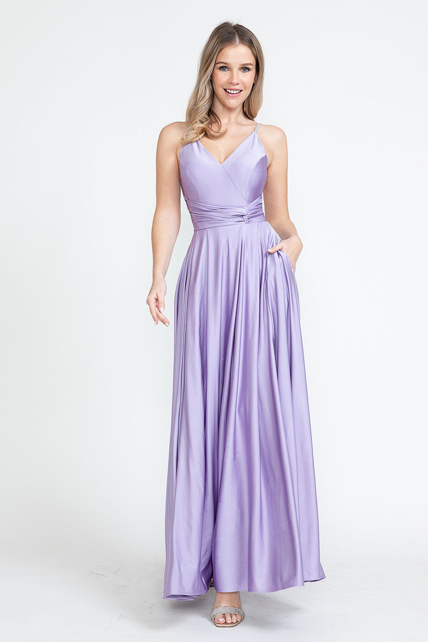 Formal Dresses A Line Formal Slit Long Prom Dress Lenovia 5275 Lilac-Satin-5275-A Line