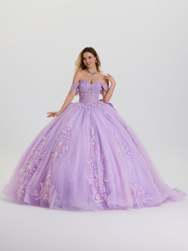 Stella Couture 26408 Floral Long Ball Gown Beaded Quinceanera Dress