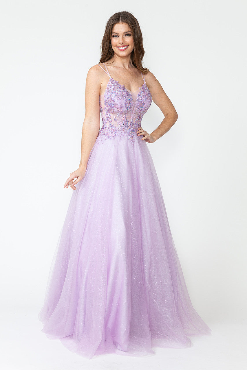 Prom Dresses Sequin Long Beaded Formal Prom Dress Lenovia 8182 Lilac-Tulle-8182-Beaded