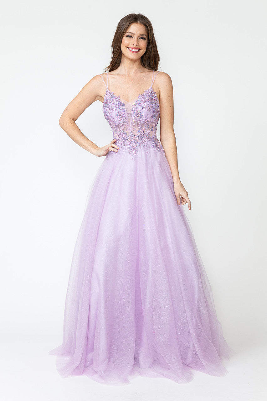 Prom Dresses Sequin Long Beaded Formal Prom Dress Lenovia 8182 Lilac-Tulle-8182-Beaded