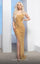 Formal Dresses Long Slit Formal Beaded Evening Dress  Gold