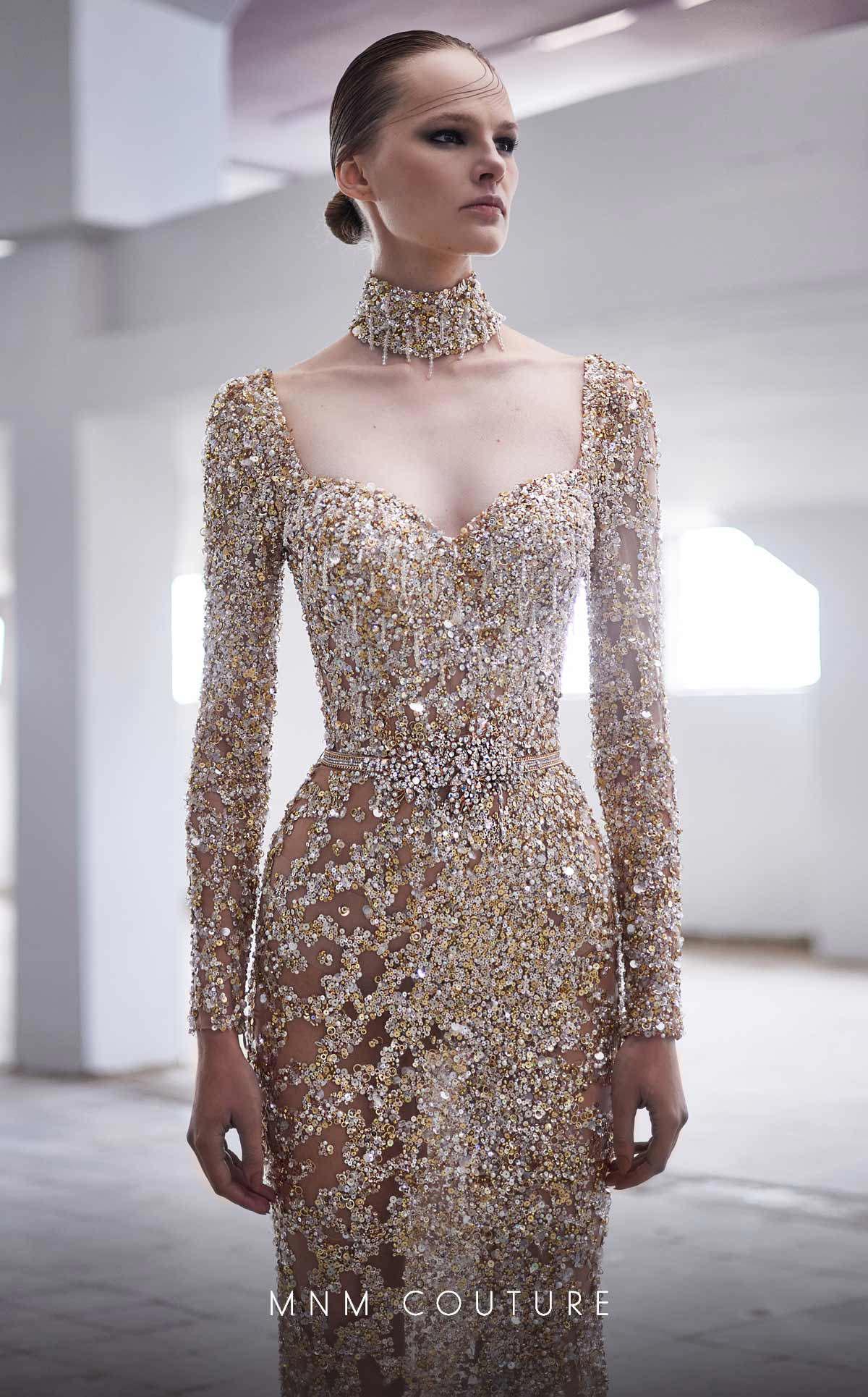 MNM Couture M1017 Fitted Evening Gown Long Beaded Formal Dress