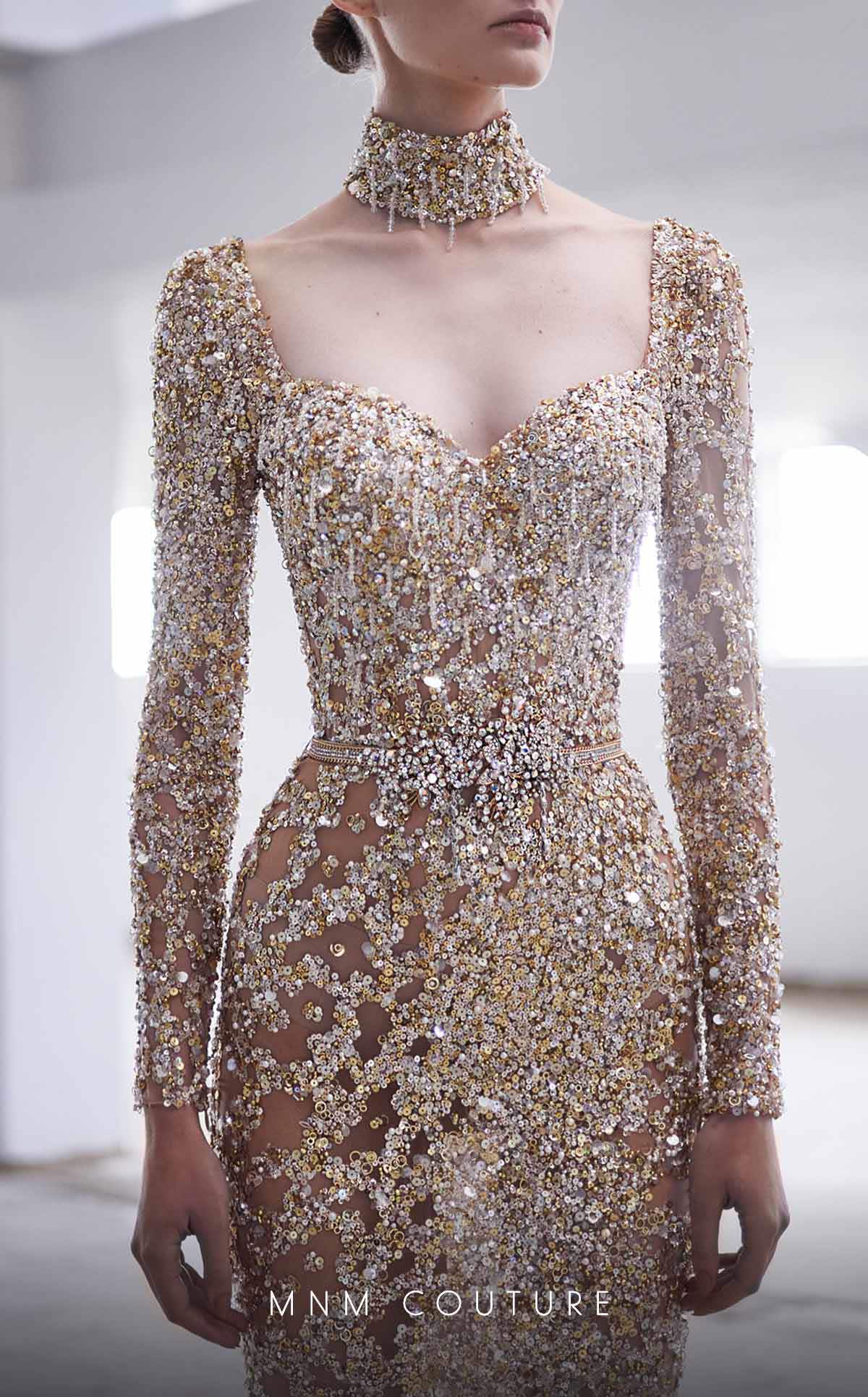 MNM Couture M1017 Fitted Evening Gown Long Beaded Formal Dress