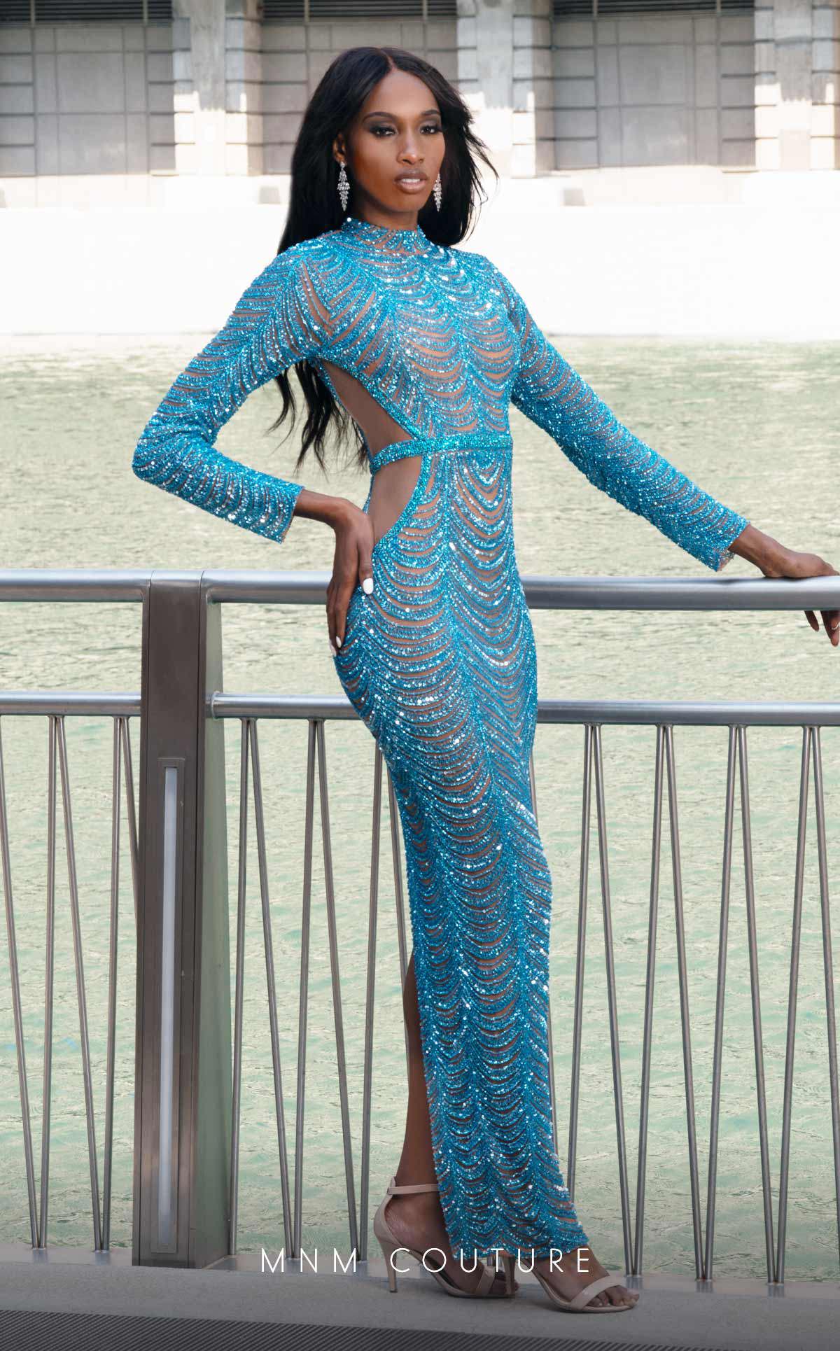 MNM Couture M1125 Fitted Long Formal Evening Dress