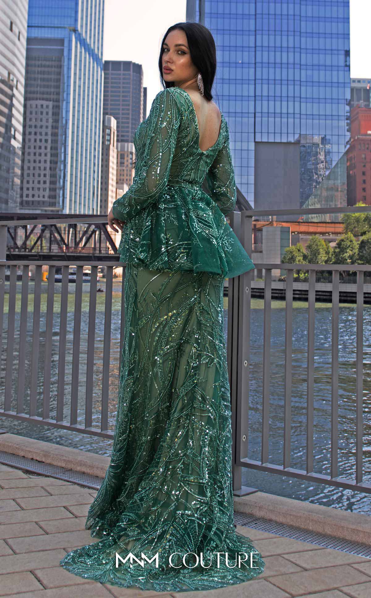 V-Neck Floor-Length Sequin Formal Sheath M1140