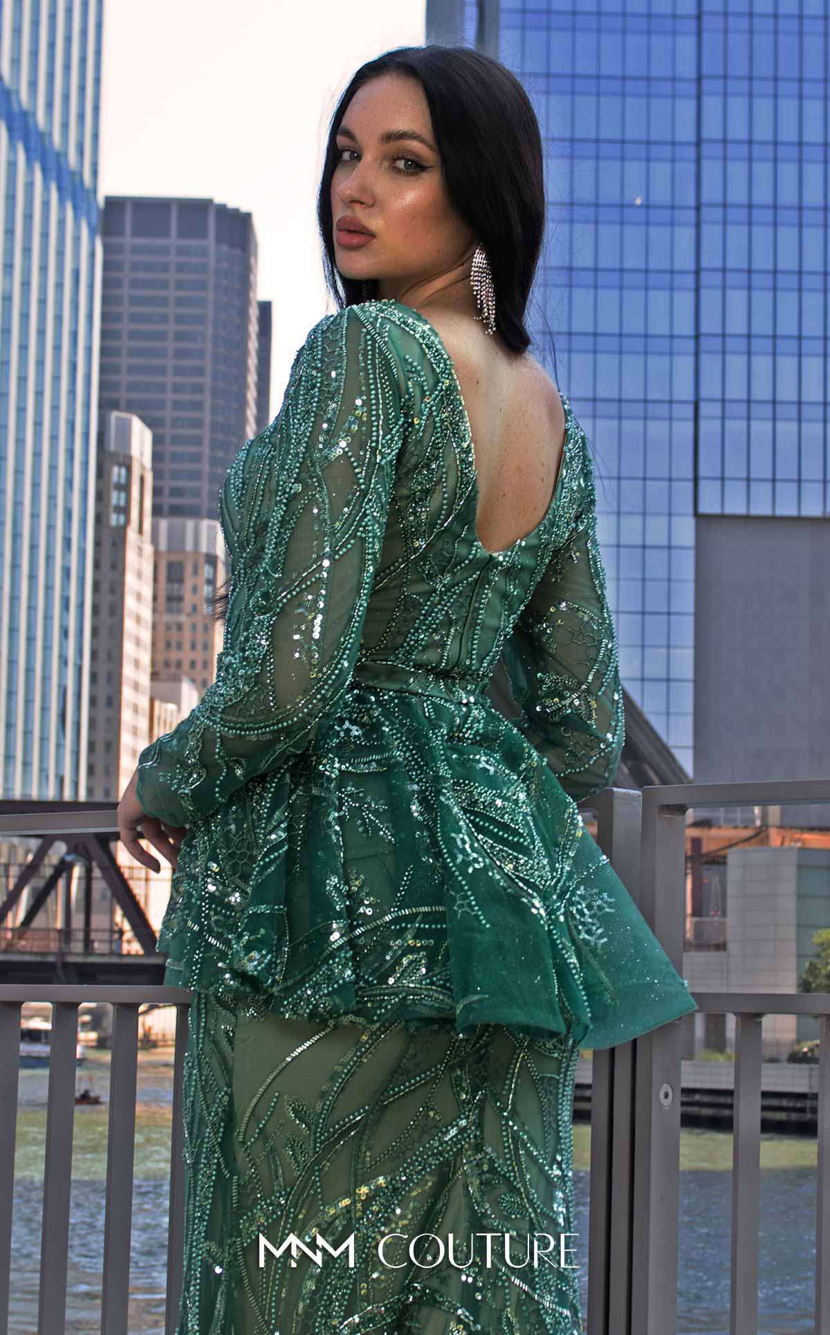 V-Neck Floor-Length Sequin Formal Sheath M1140