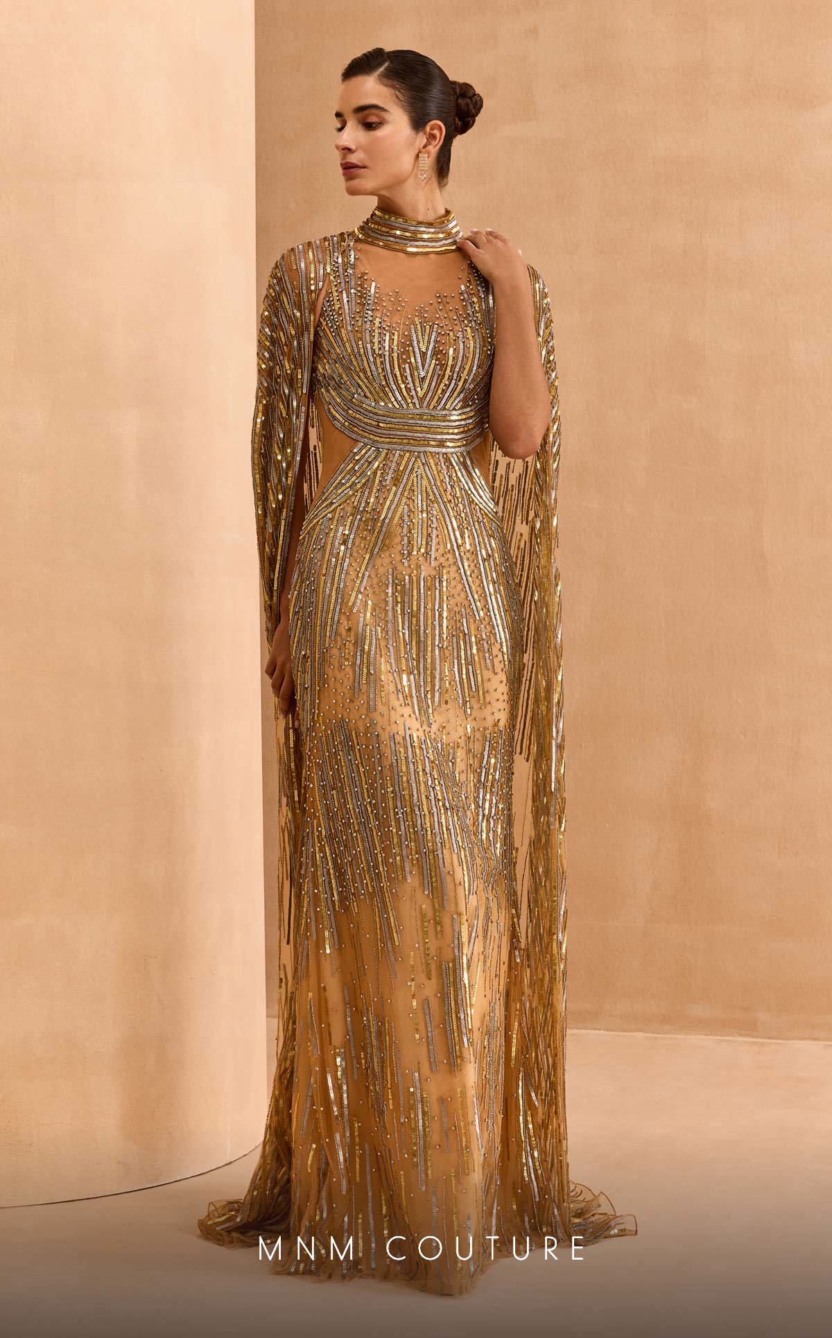 MNM Couture M1145 Long Sequin Beaded Fit Formal Evening Dress