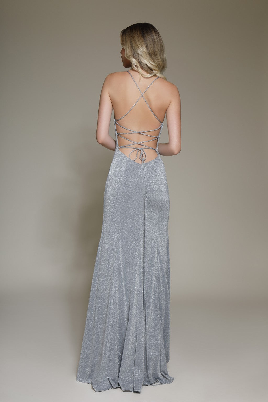 Prom Dresses Long Formal Prom Slit Fitted Dress Gray