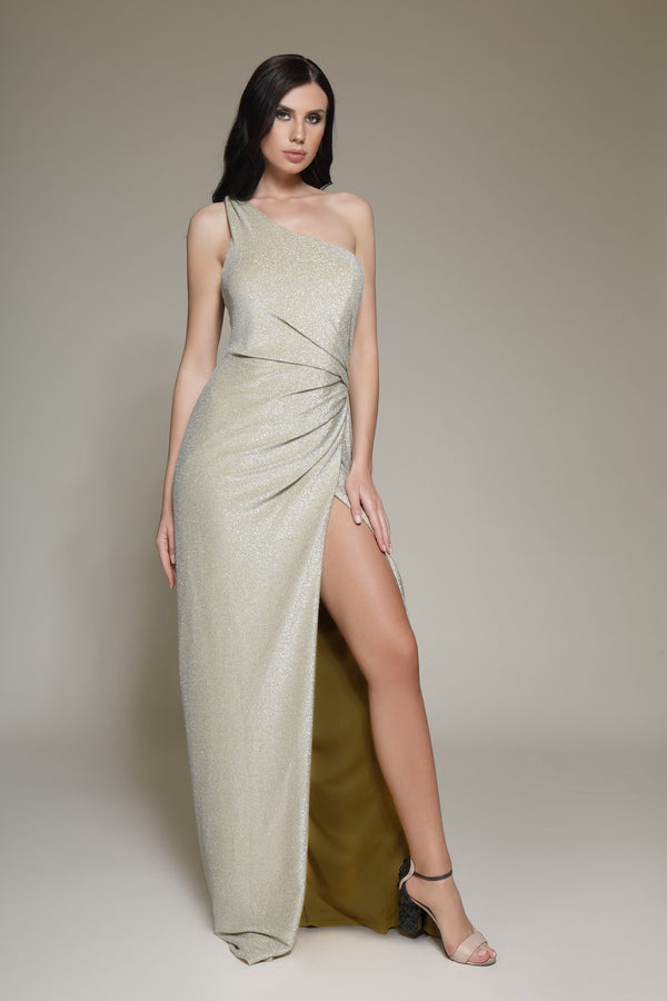 Modessa Couture M19047 Long Formal Slit Prom Pleated Dress
