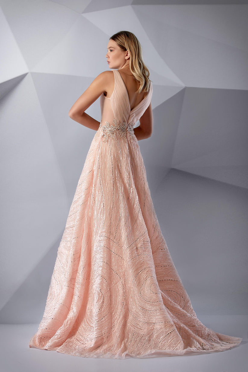 Modessa Couture M20211 Long Pleated Formal Evening Dress