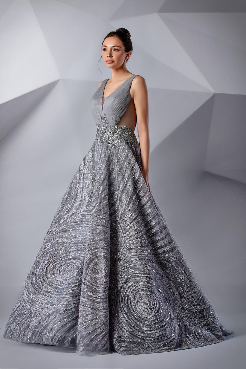 Modessa Couture M20211 Long Pleated Formal Evening Dress