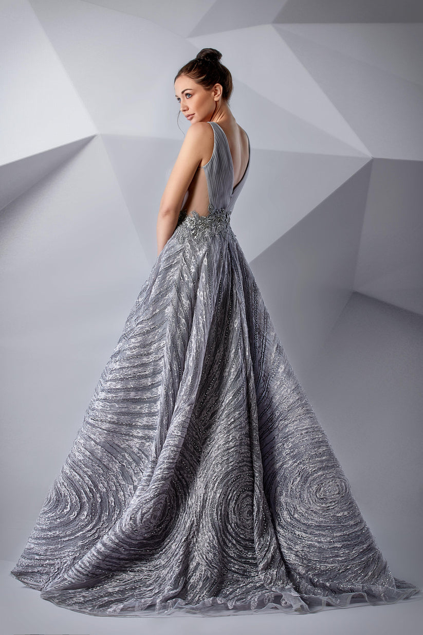 Modessa Couture M20211 Long Pleated Formal Evening Dress