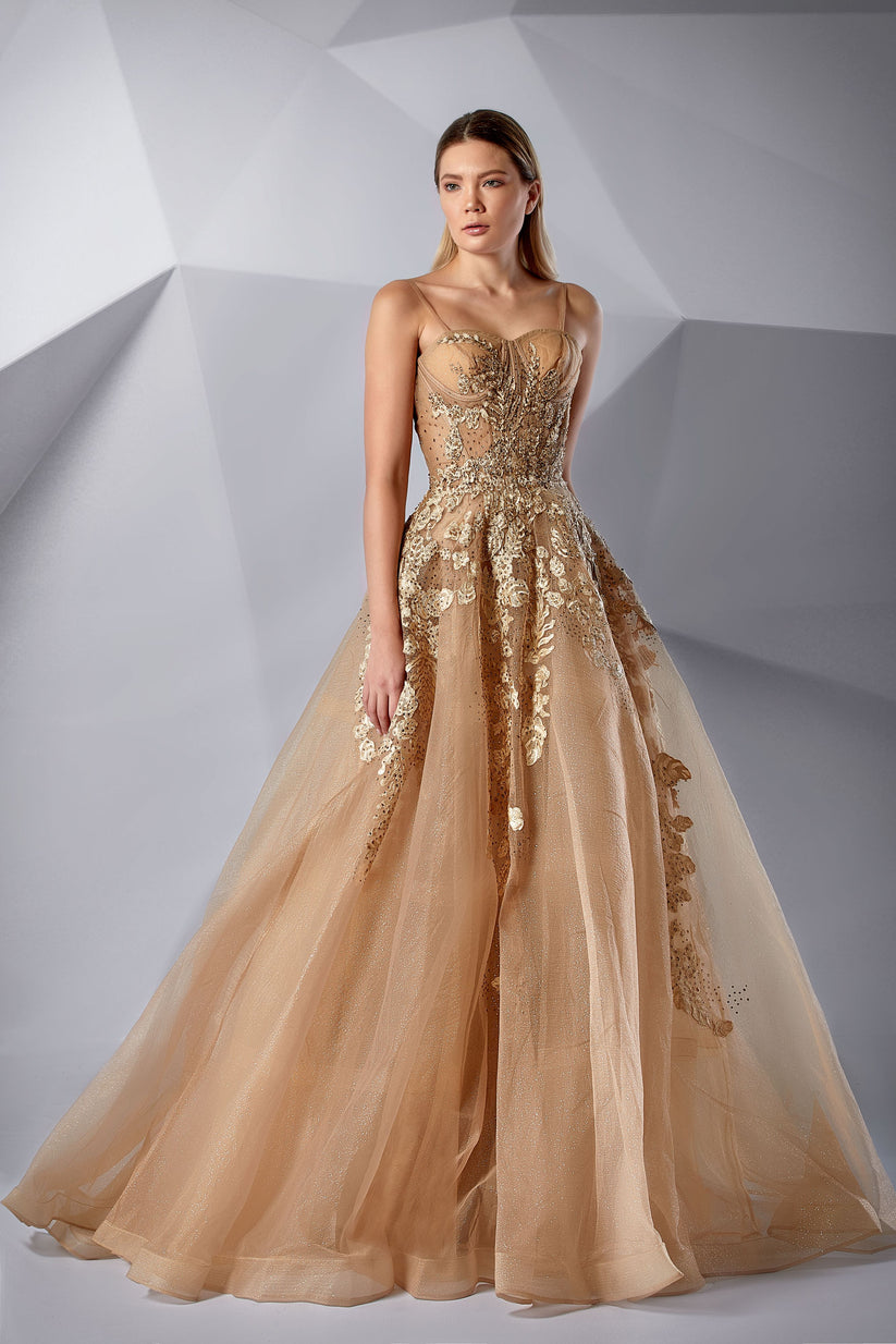 Modessa Couture M20223 A Line Long Formal Prom Beaded Dress