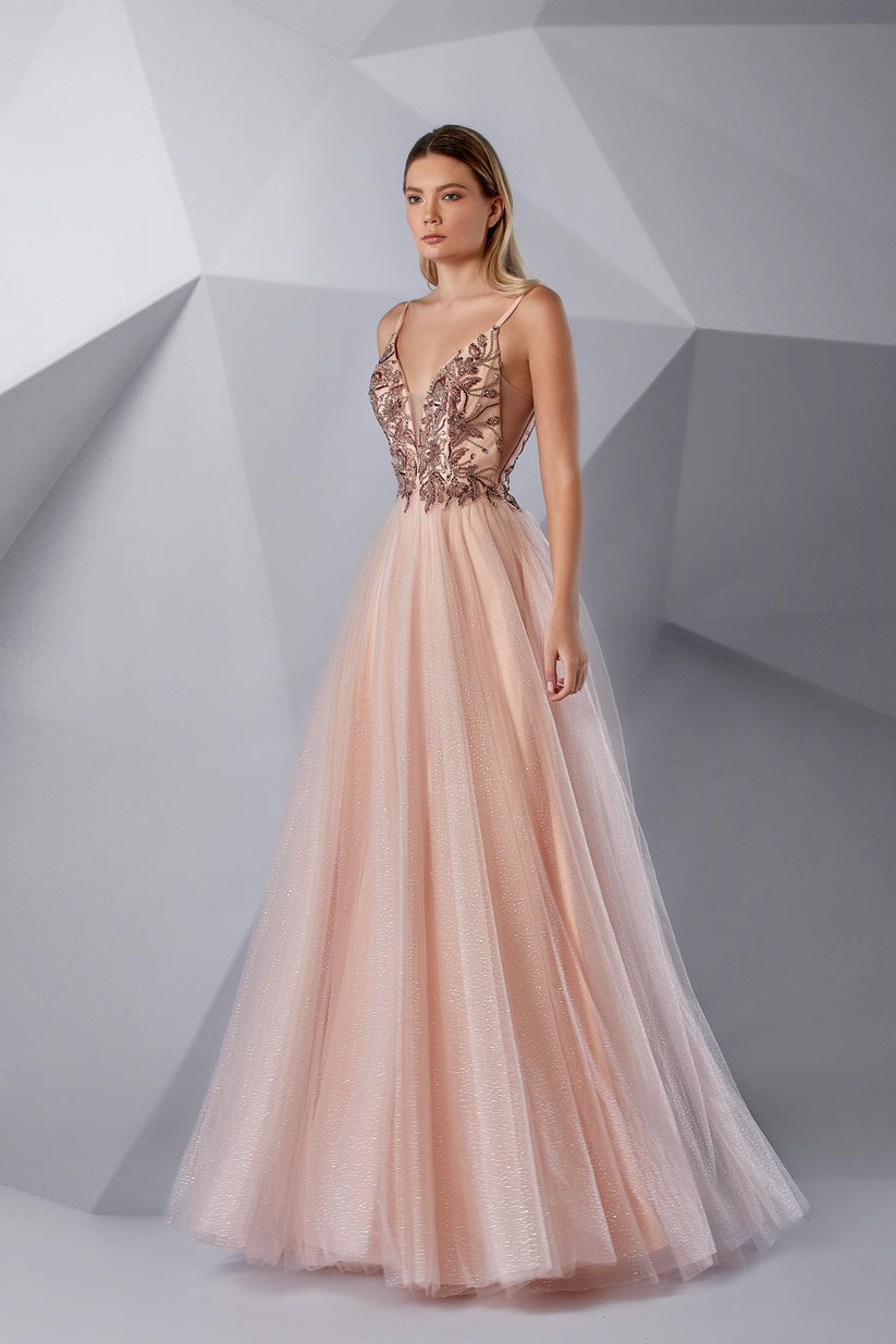 Modessa Couture M20229 Long Formal A Line Prom Beaded Dress