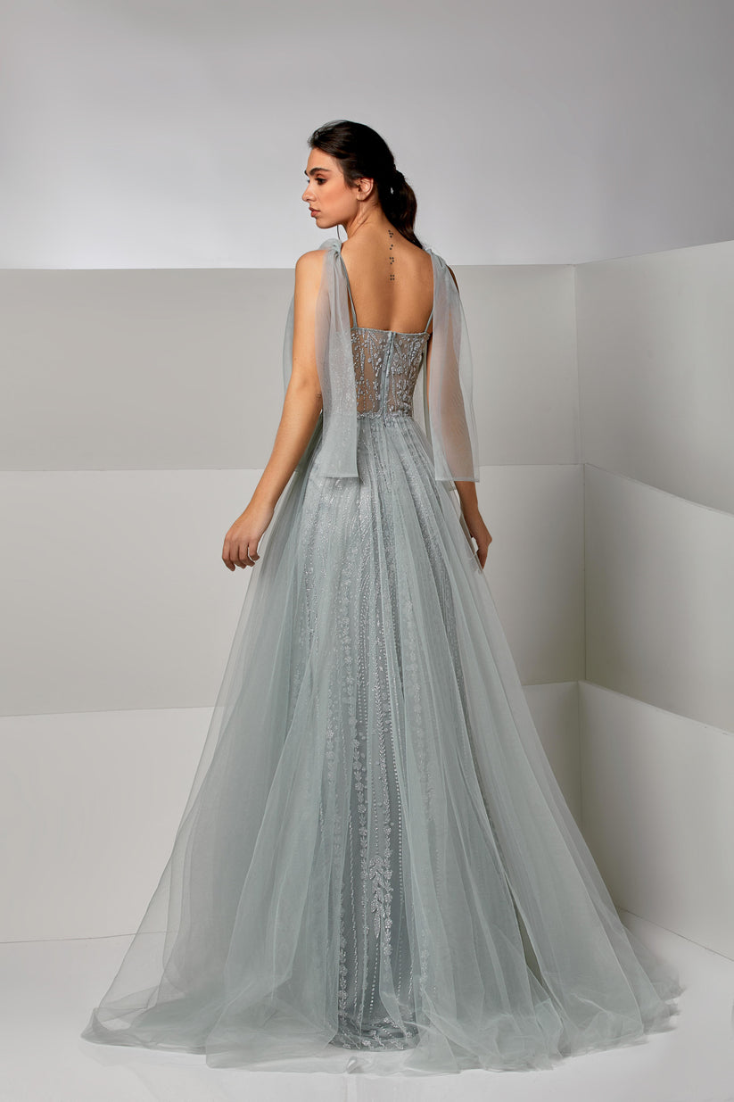 Modessa Couture M20231 Long Slit Formal Beaded Mermaid Prom Dress