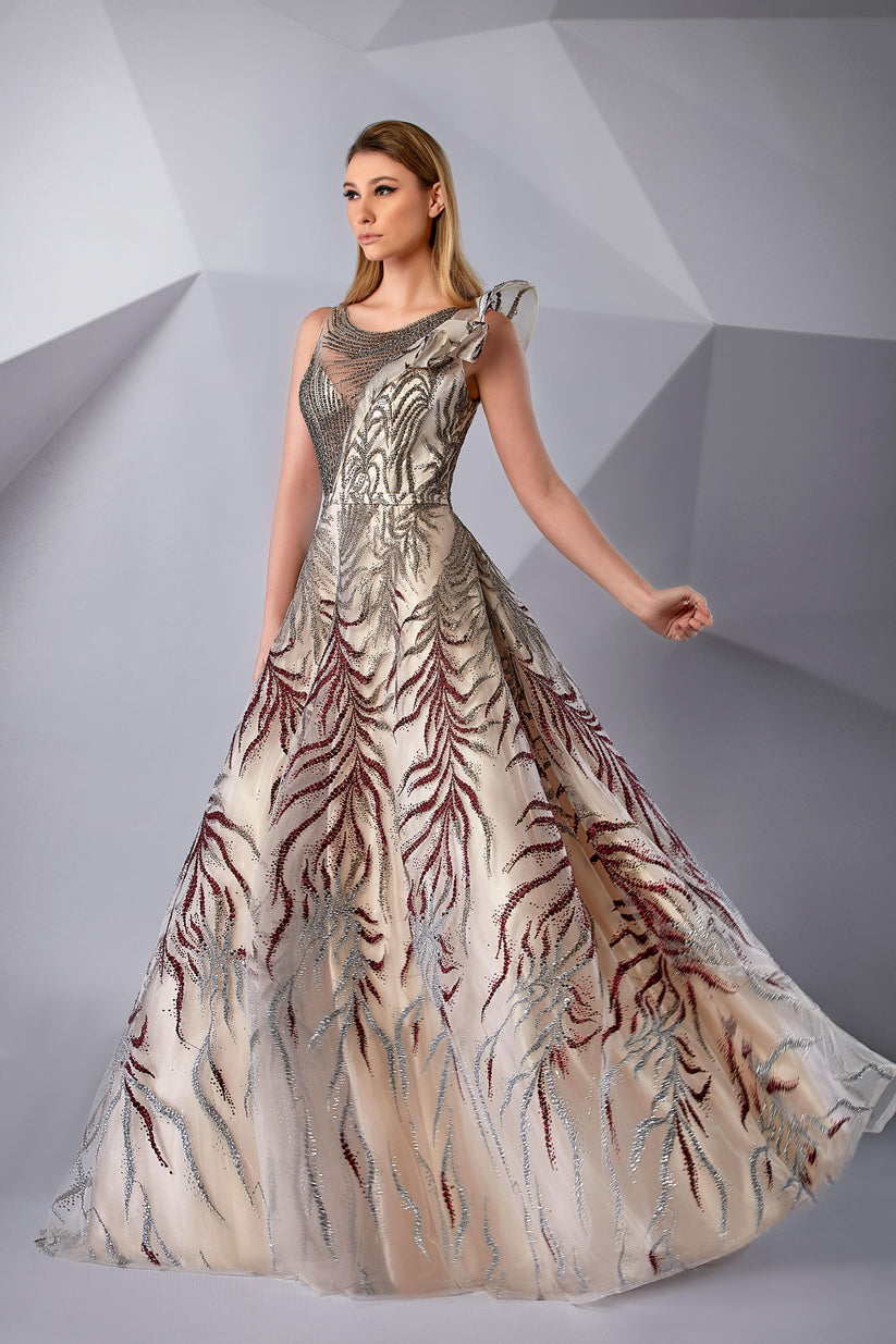 Prom Dresses Long Prom Formal A Line Dress Aluminium/Ruby Wine