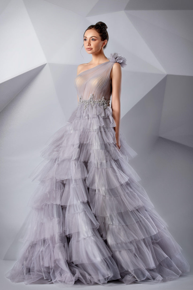 Modessa Couture M20240 Beaded Formal Long Layered Prom Dress