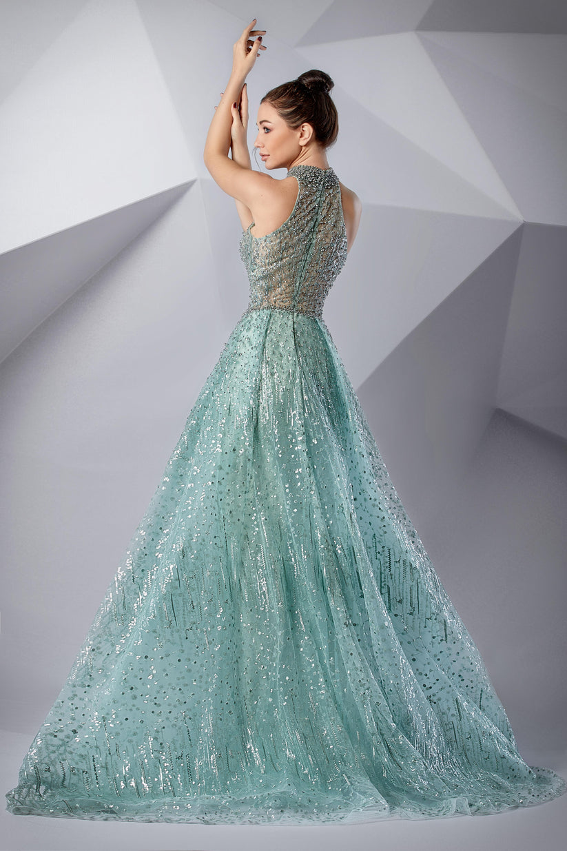Modessa Couture M20241 Long Beaded Formal High Slit Prom Dress