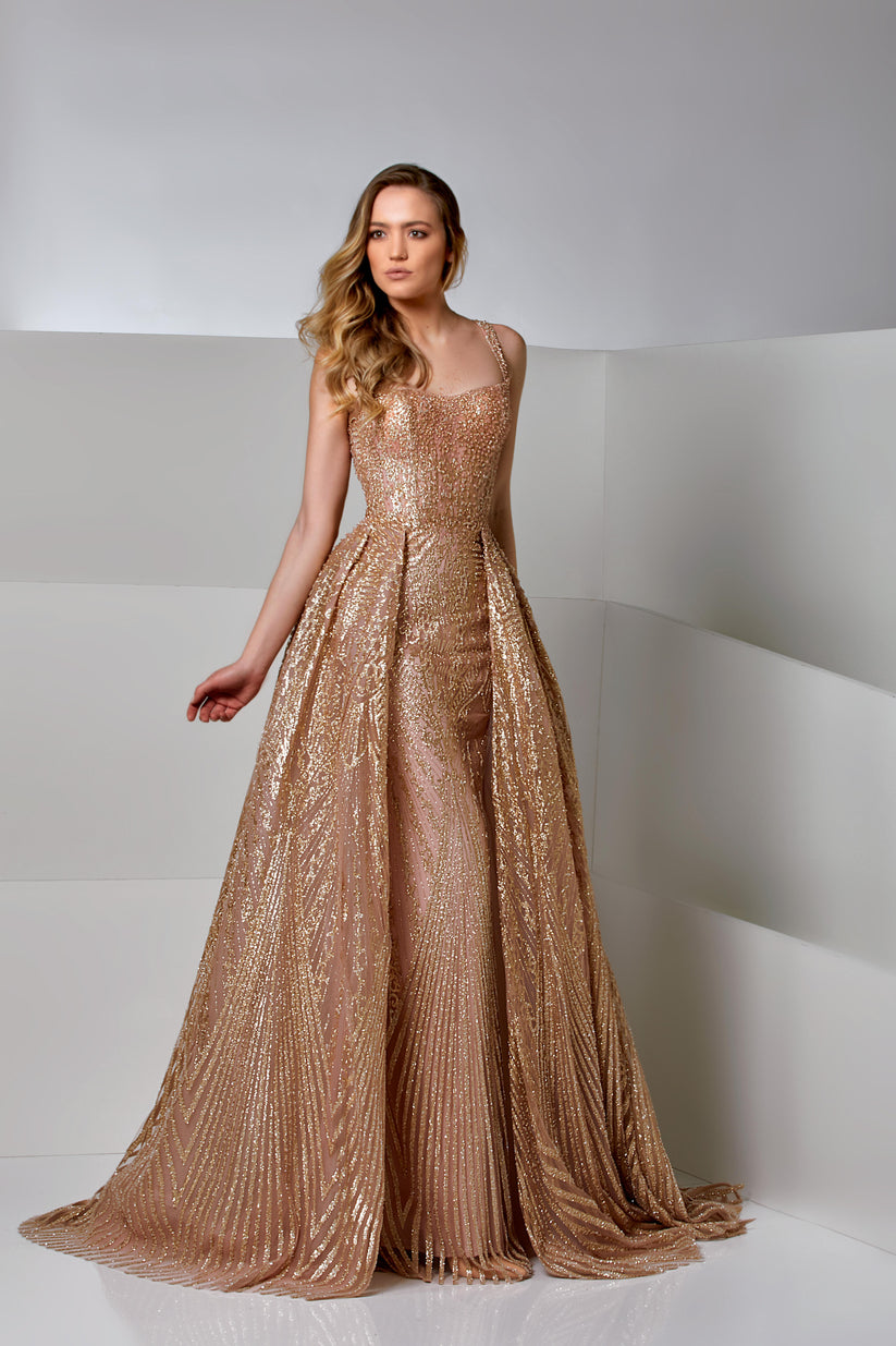 Prom Dresses Mermaid Long Formal Prom Sequin Dress Misty Rose