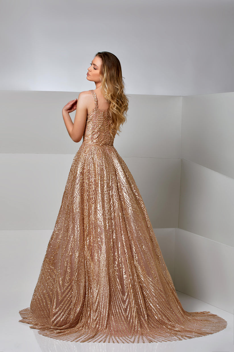 Prom Dresses Mermaid Long Formal Prom Sequin Dress Misty Rose