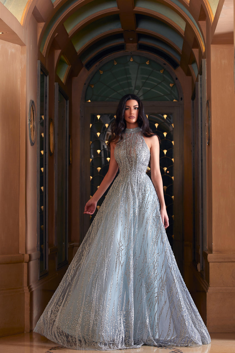 Modessa Couture M20278 Long Prom A Line Formal Gliiter Evening Dress