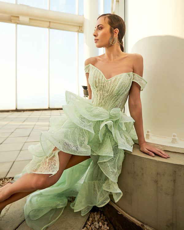 Modessa Couture M20324 Layered High Low Formal Prom Dress