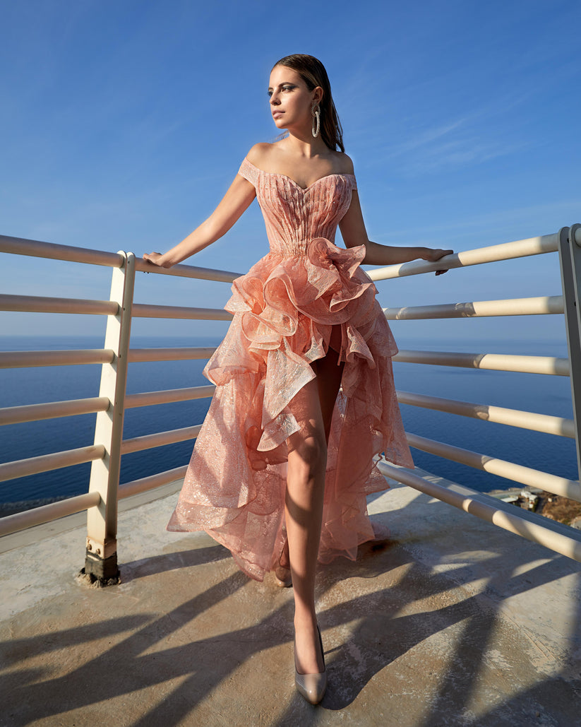 Prom Dresses Layered High Low Formal Prom Dress Misty Rose