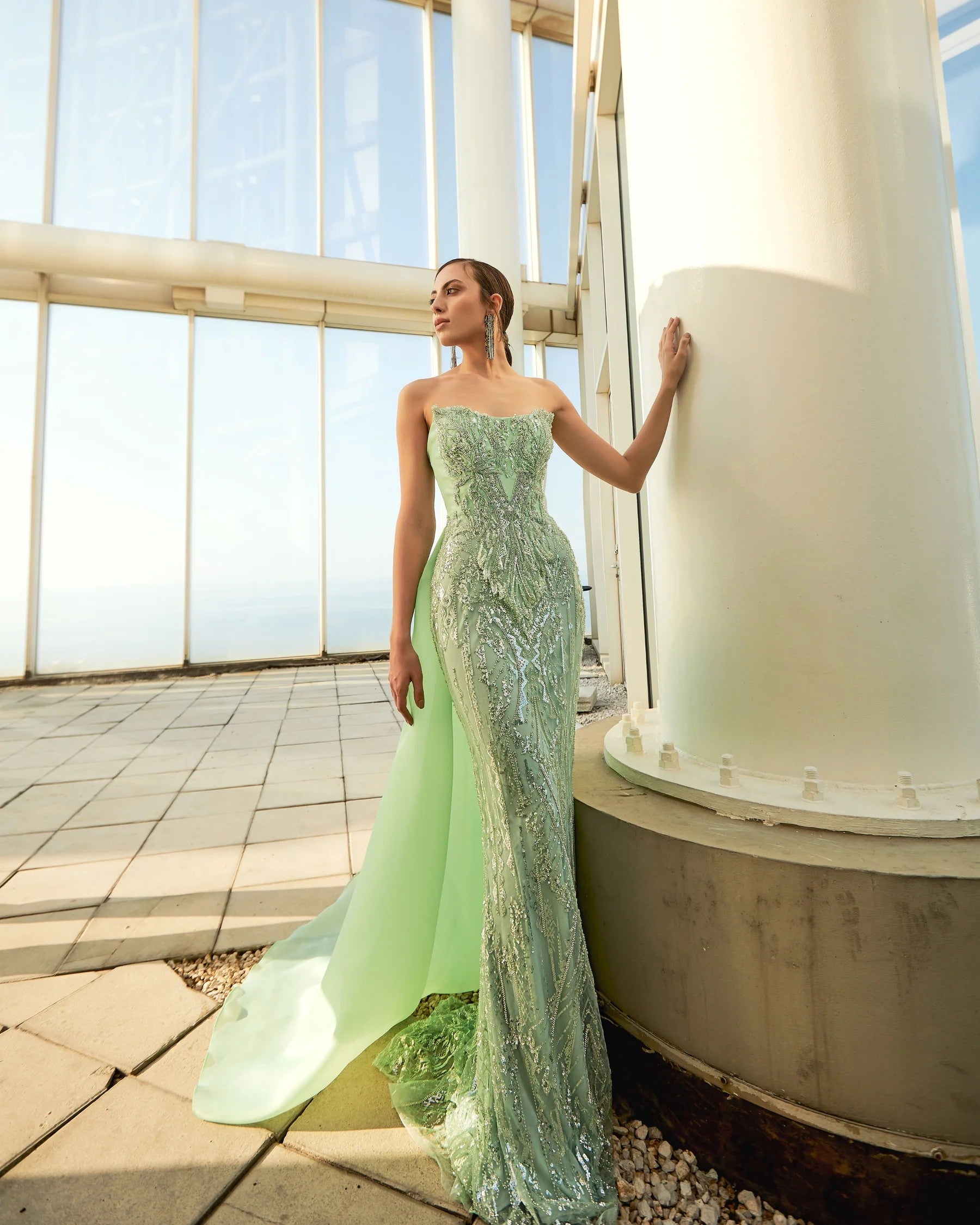 mestads prom dresses Beaded Strapless Long Mermaid Prom Dress