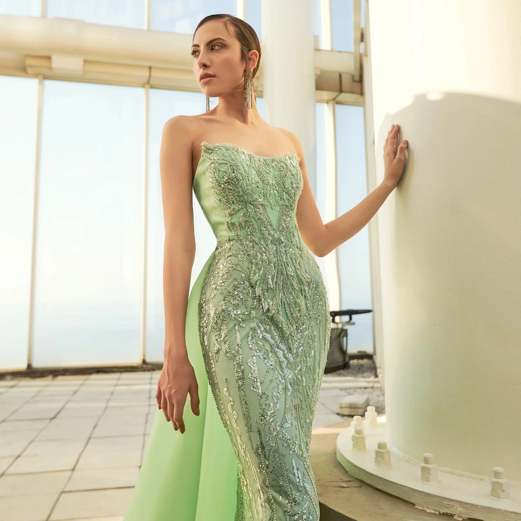 Modessa Couture M20333 Long Formal Fitted Beaded Prom Dress