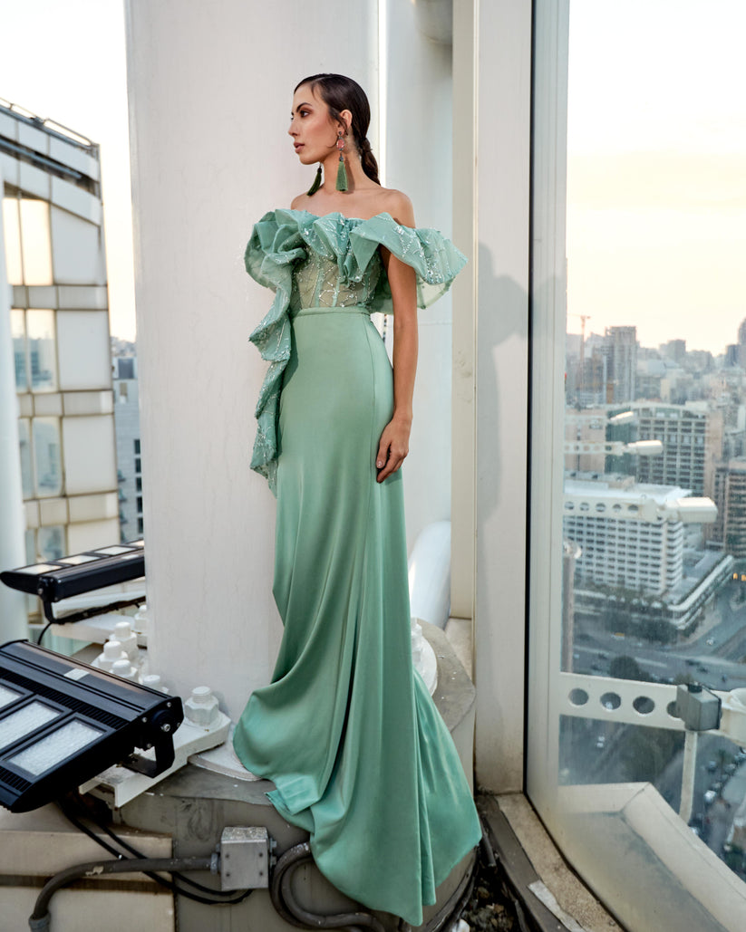 Modessa Couture M20335 Fitted Slit Mermaid Formal Prom Dress