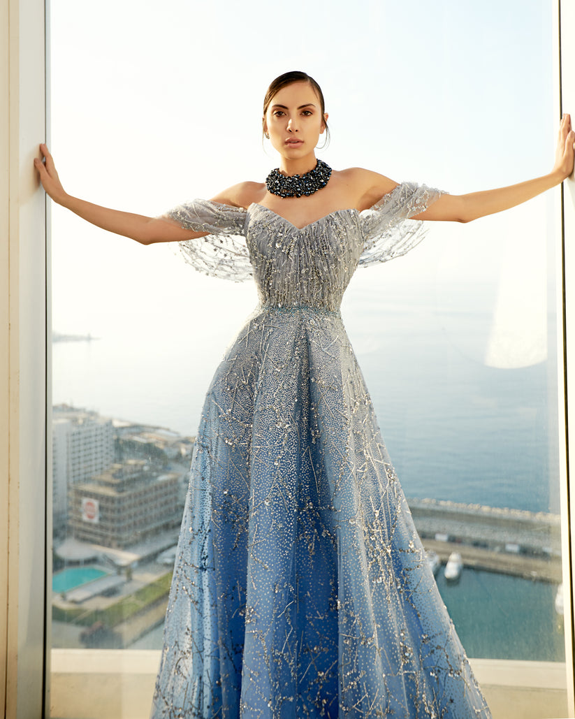 Modessa Couture M20337 A Line Long Prom Formal Beaded Dress