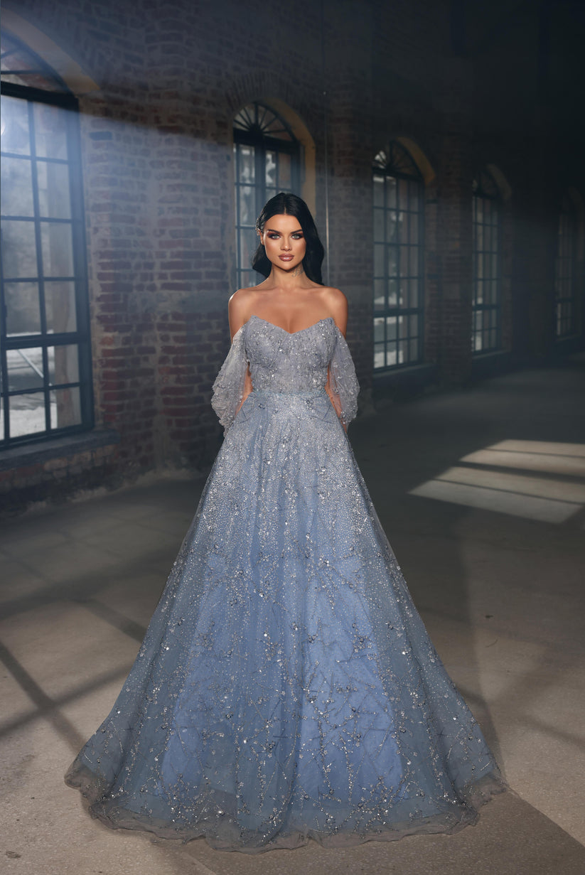 Modessa Couture M20337 A Line Long Prom Formal Beaded Dress