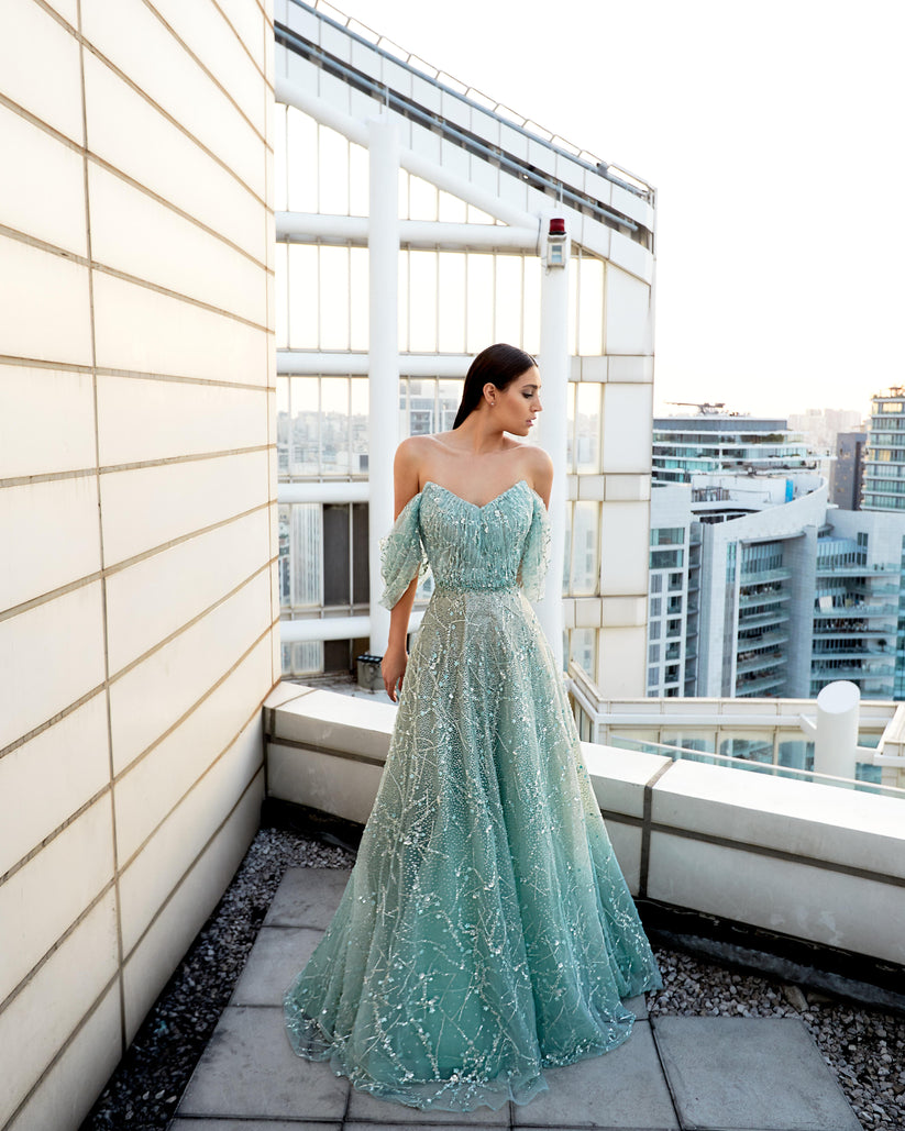 Modessa Couture M20337 A Line Long Prom Formal Beaded Dress
