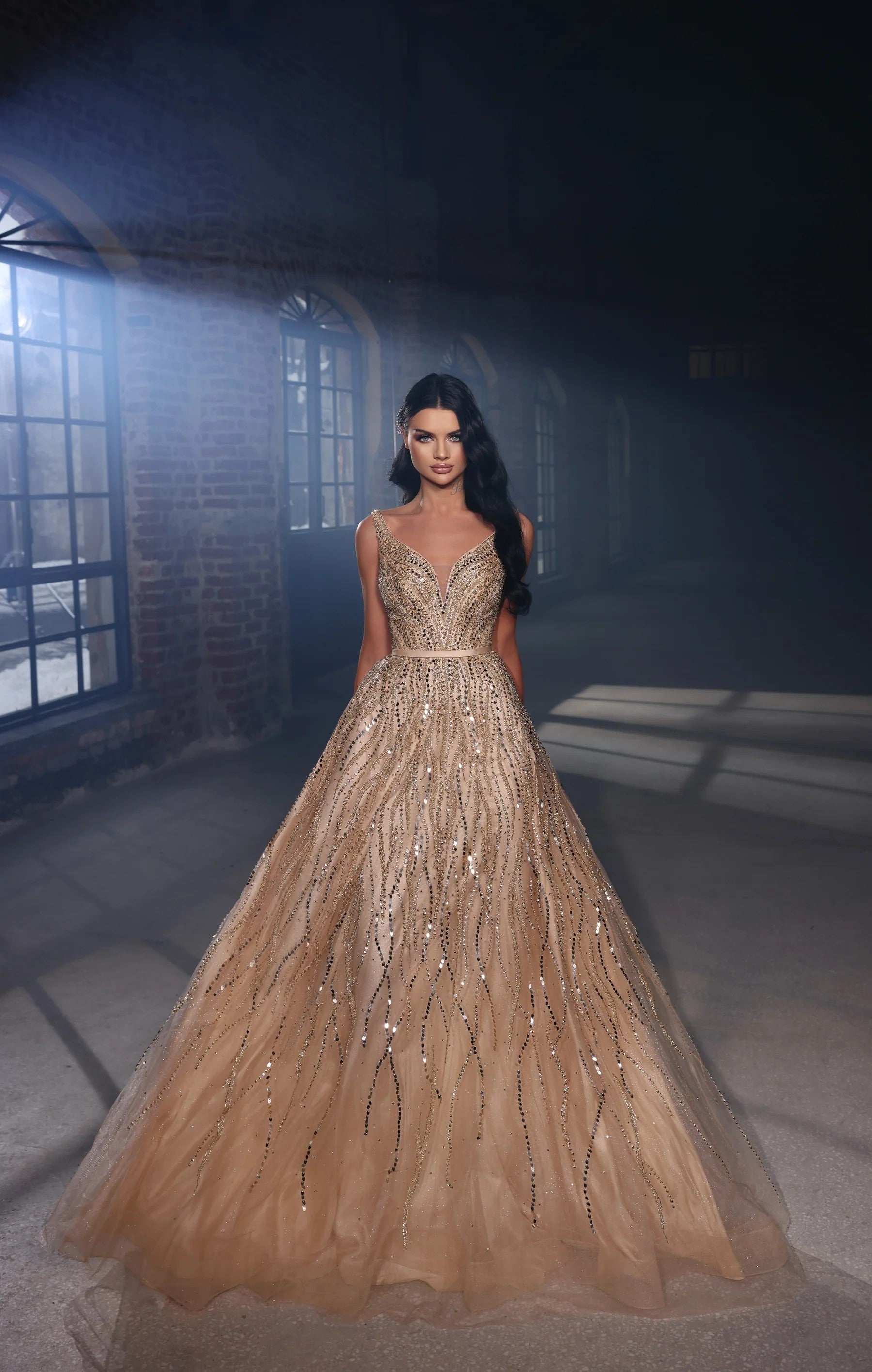Modessa Couture M20344 Long Formal Beaded A Line Prom Dress