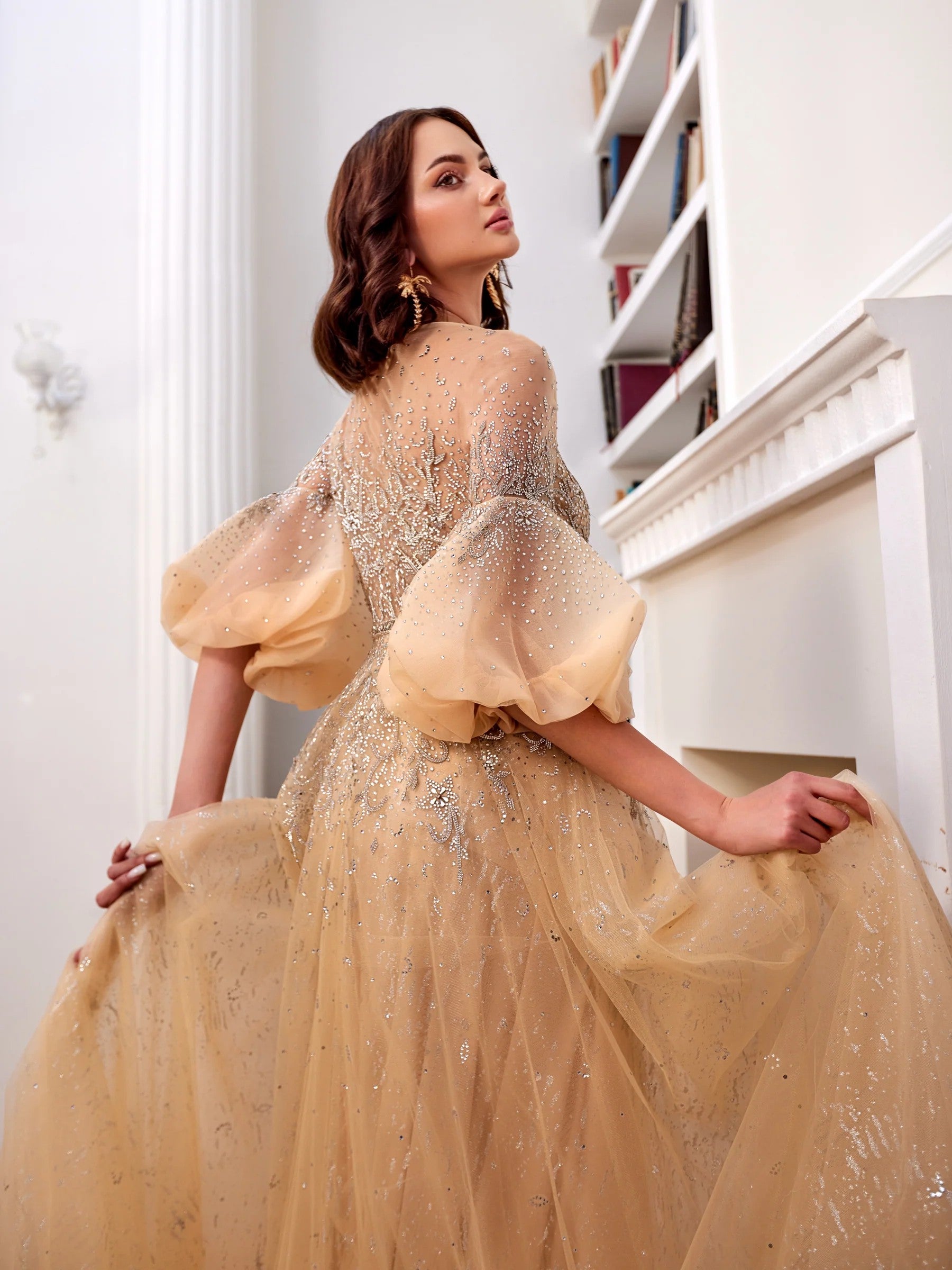 Modessa Couture M20353 A Line Beaded Long Formal Prom Dress
