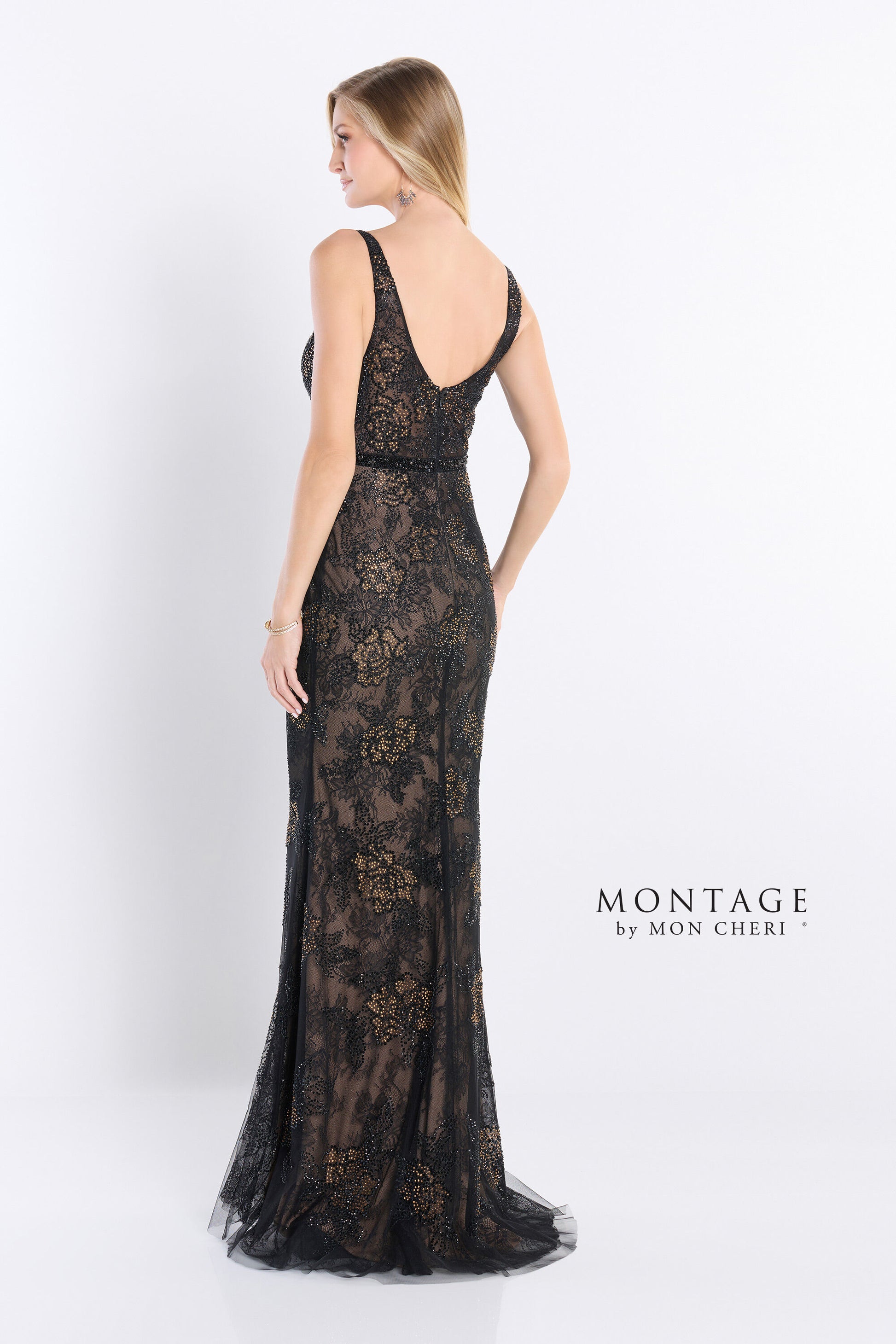 Montage M2212 Beaded Lace Long Formal Evening Dress