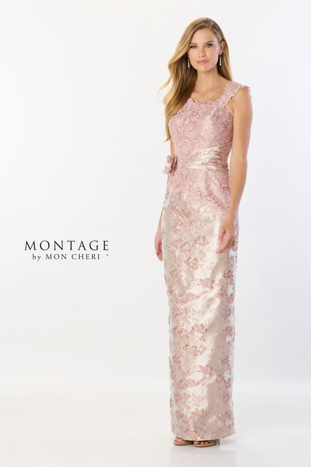 Formal Dresses Ruched Long 3D Floral Formal Dress Rose
