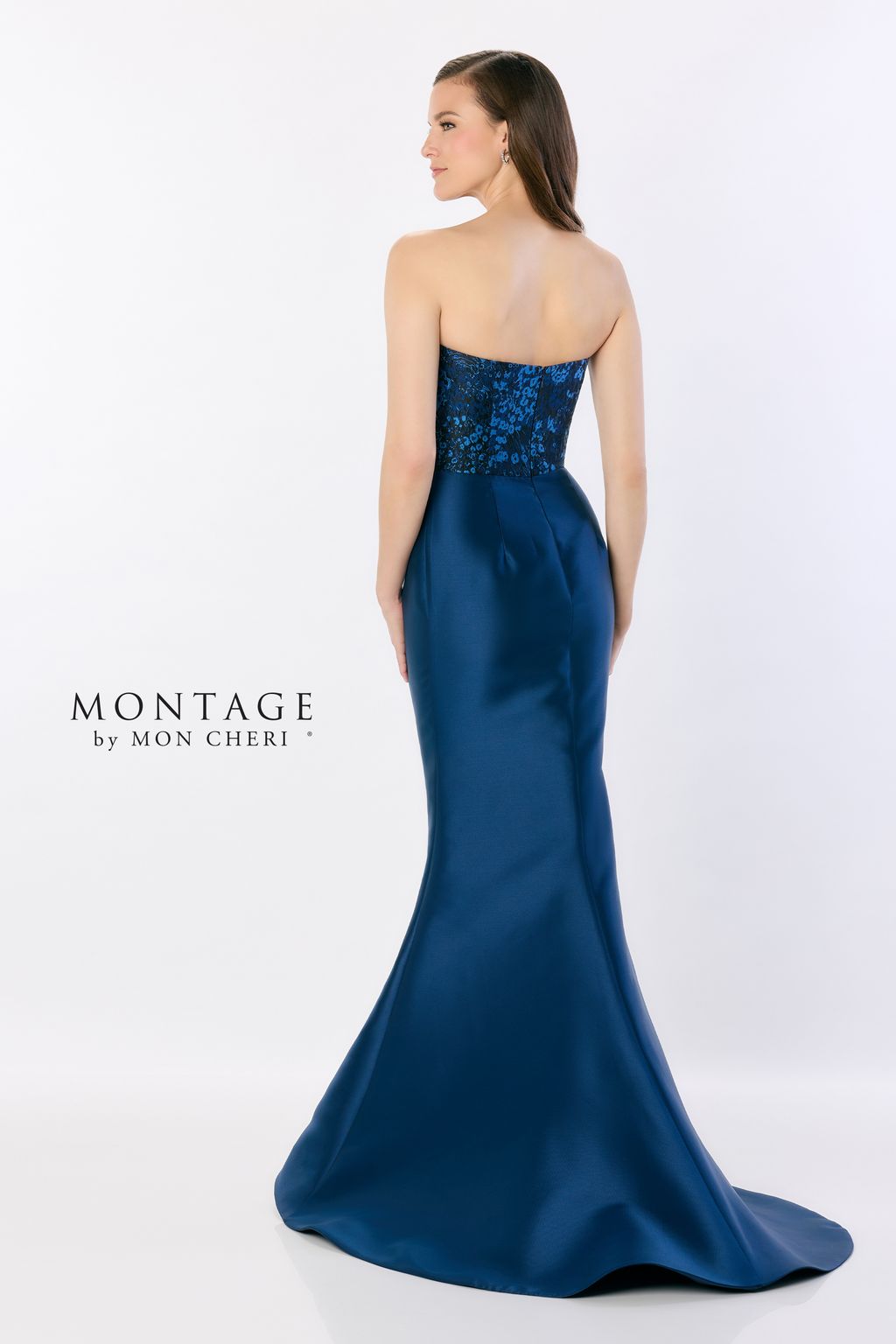 Montage M2228 Long Mermaid Gown Peplum Ruffle Formal Evening Dress