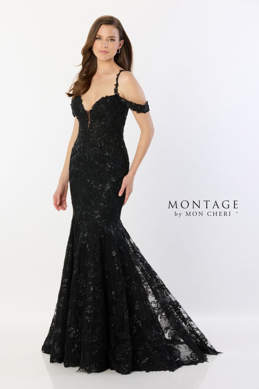 Cinnamon Montage M2232 Long Lace Sequin Mermaid Evening Formal Dress ...