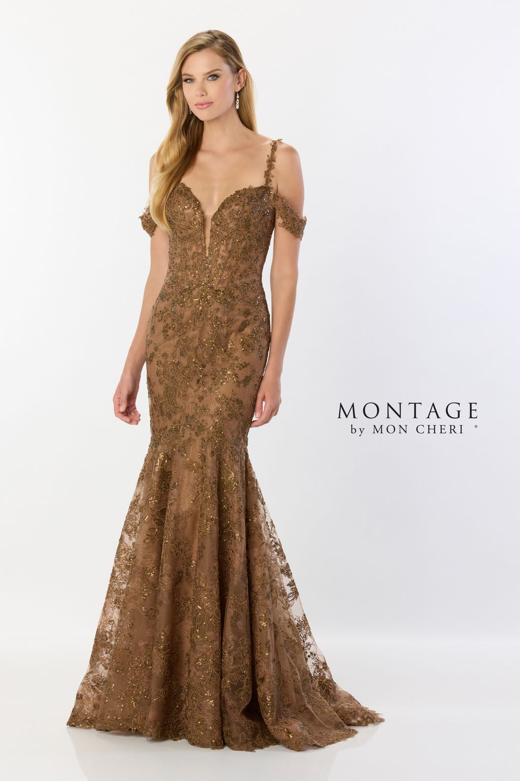 Montage M2232 Long Lace Sequin Mermaid Evening Formal Dress - Black / 8 Montage M2232 Long Lace Sequin Mermaid Evening Formal Dress - Black / 8