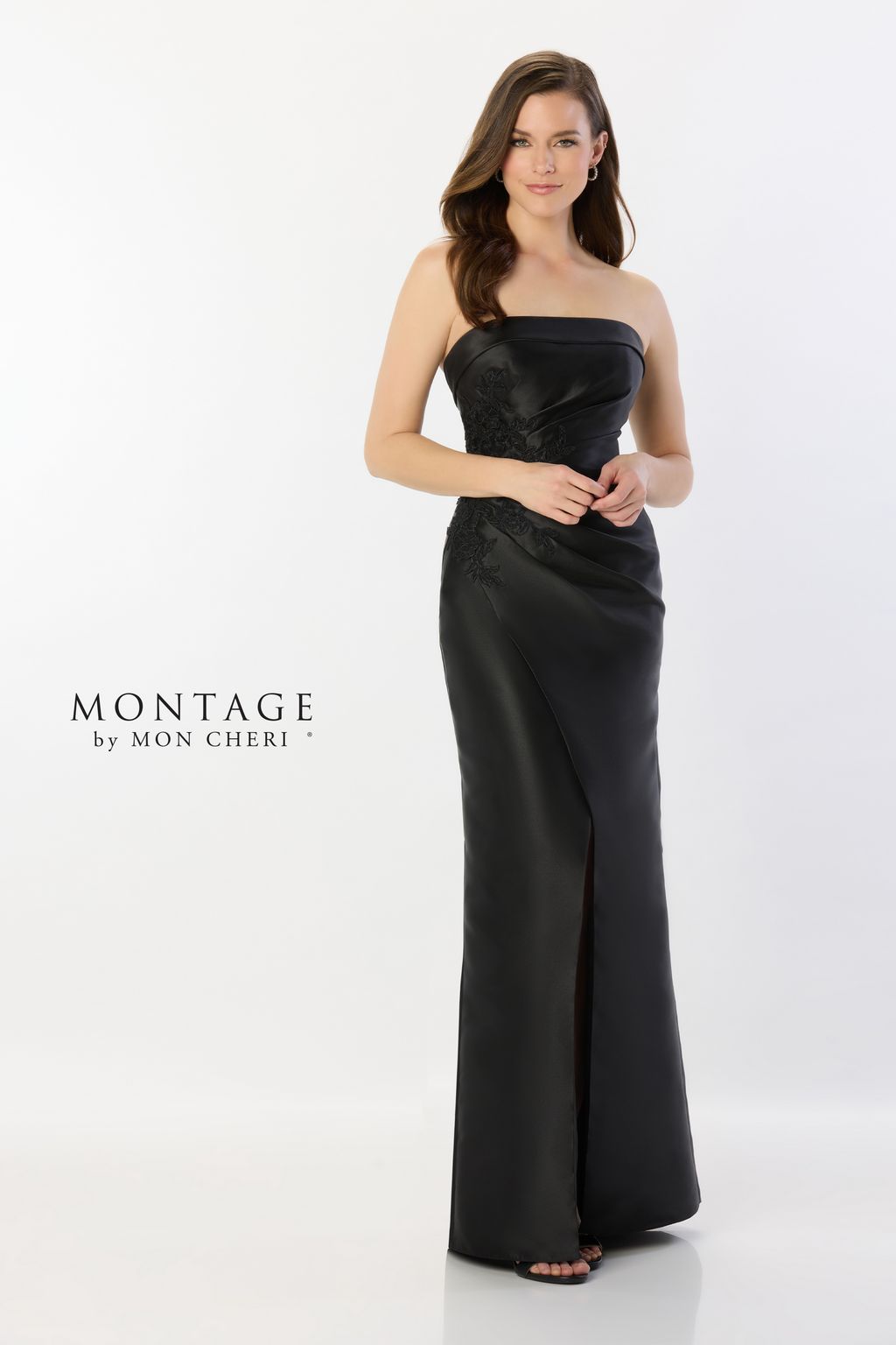 Montage M2235 Long Lace High Slit Formal Evening Dress
