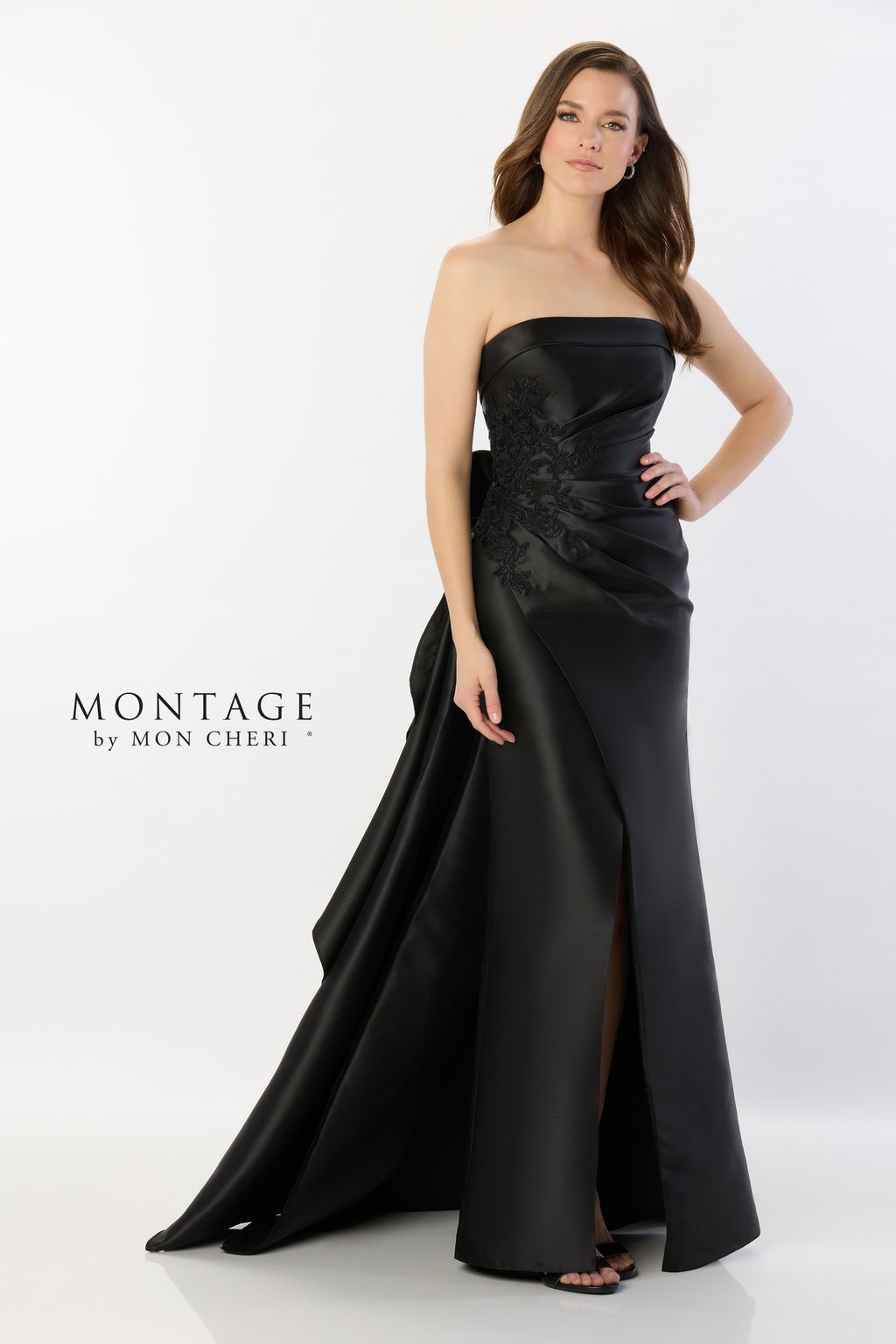 Montage M2235 Long Lace High Slit Formal Evening Dress