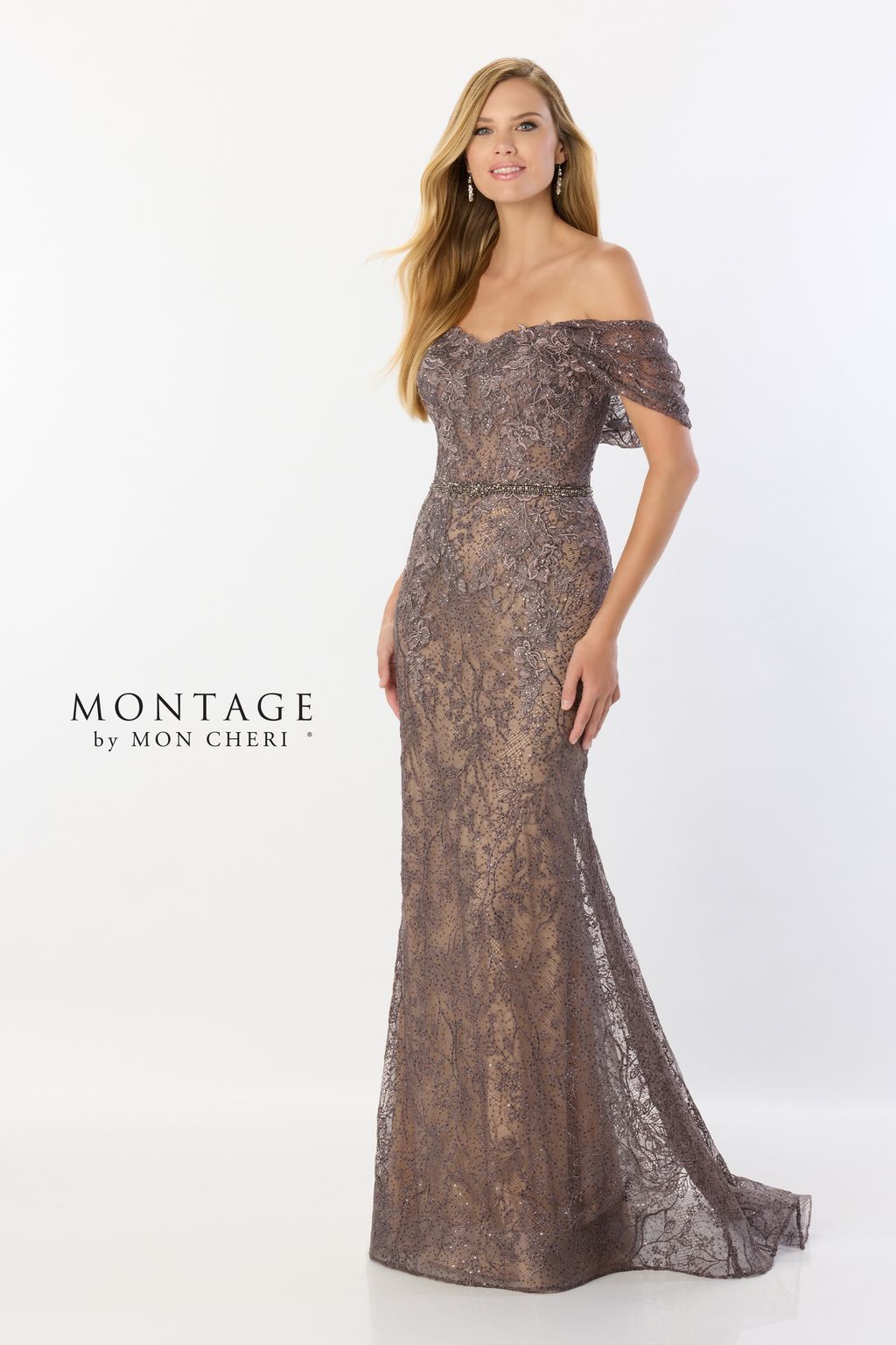 Montage M2238 Long Beaded Belt Evening Formal Dress