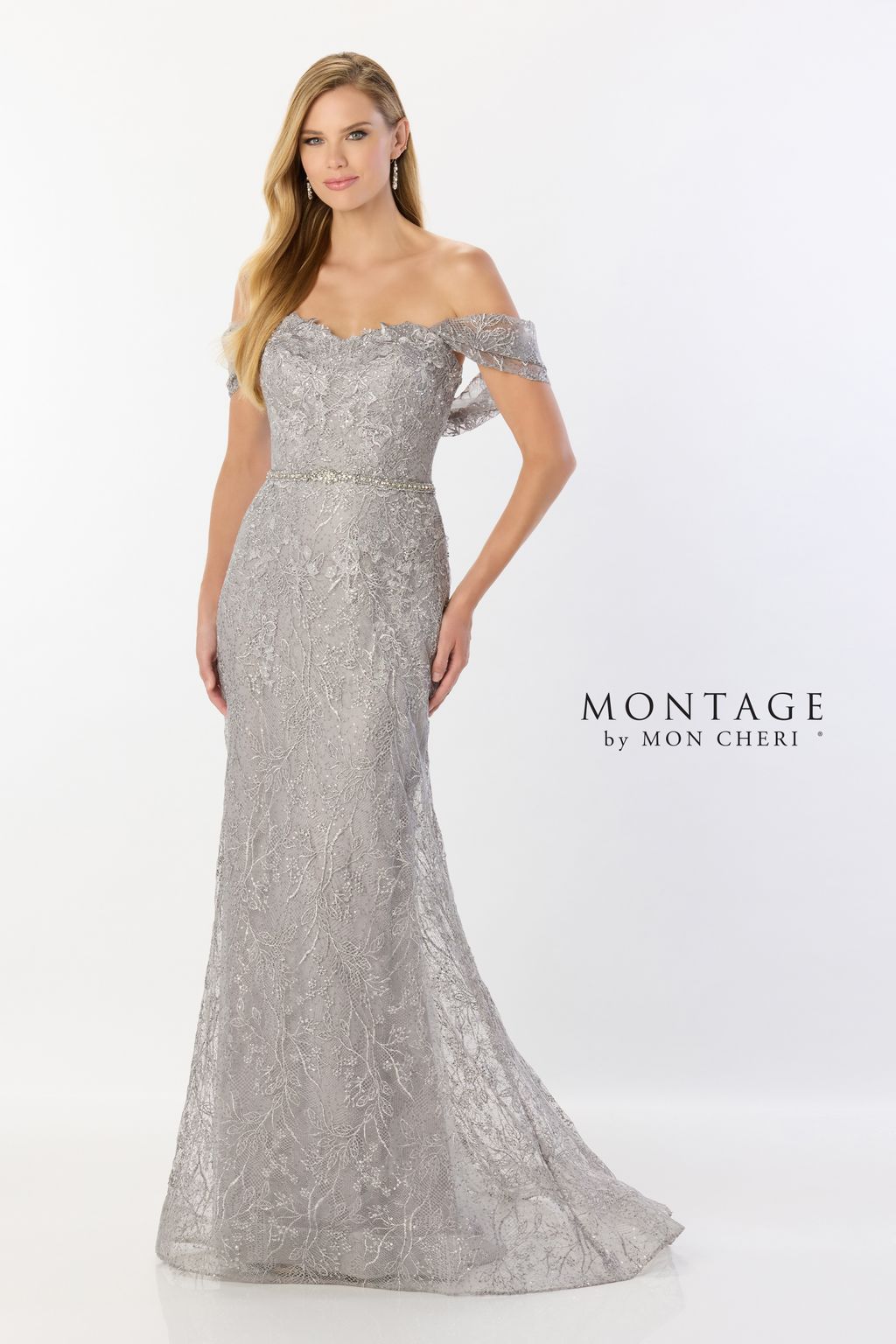 Montage M2238 Long Beaded Belt Evening Formal Dress