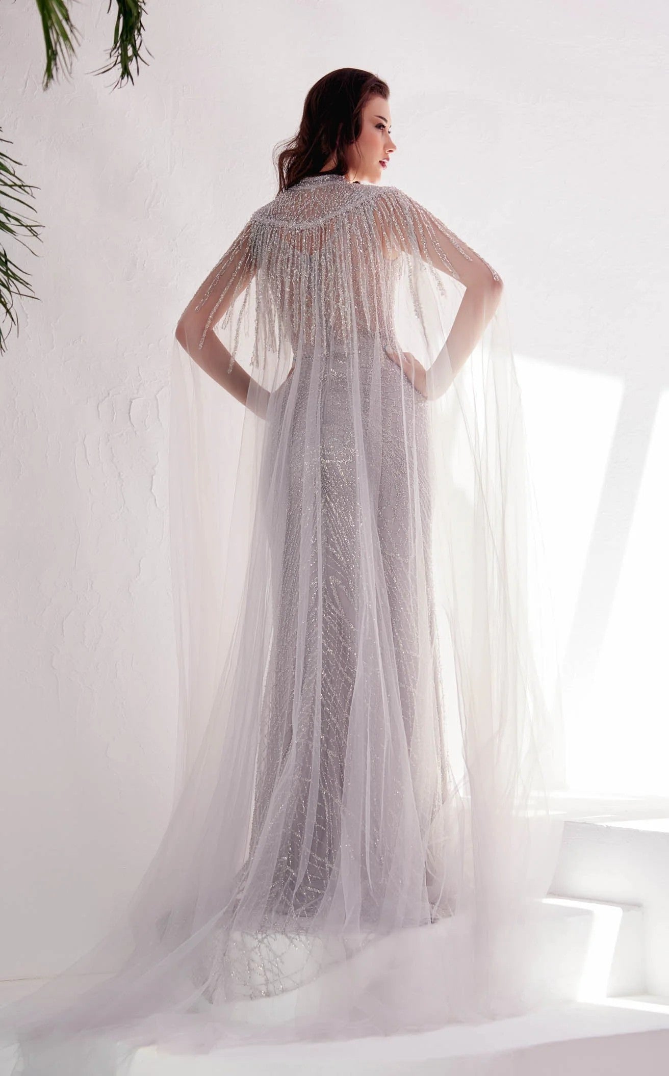 Modessa Couture M22408 Fitted Long Formal Evening Cape Dress