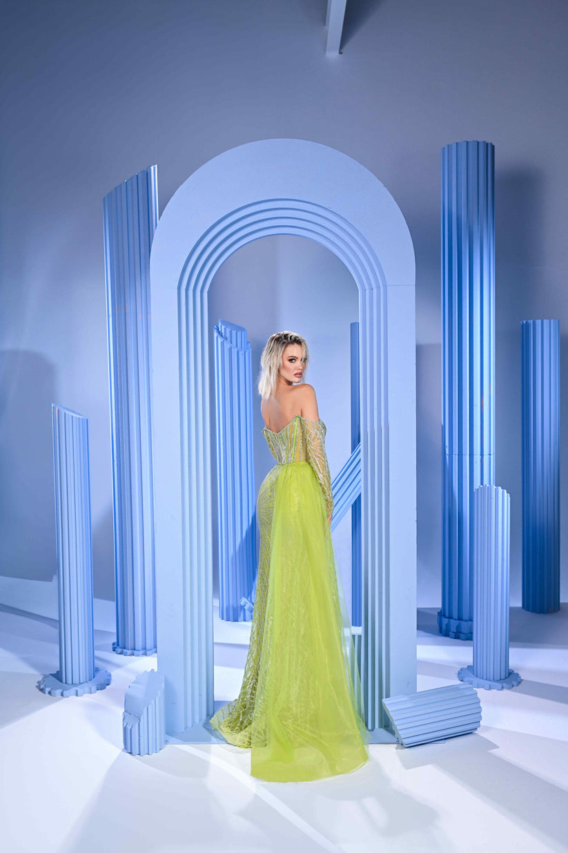Modessa Couture M24610 Formal Long Beaded Slit Overskirt Prom Dress